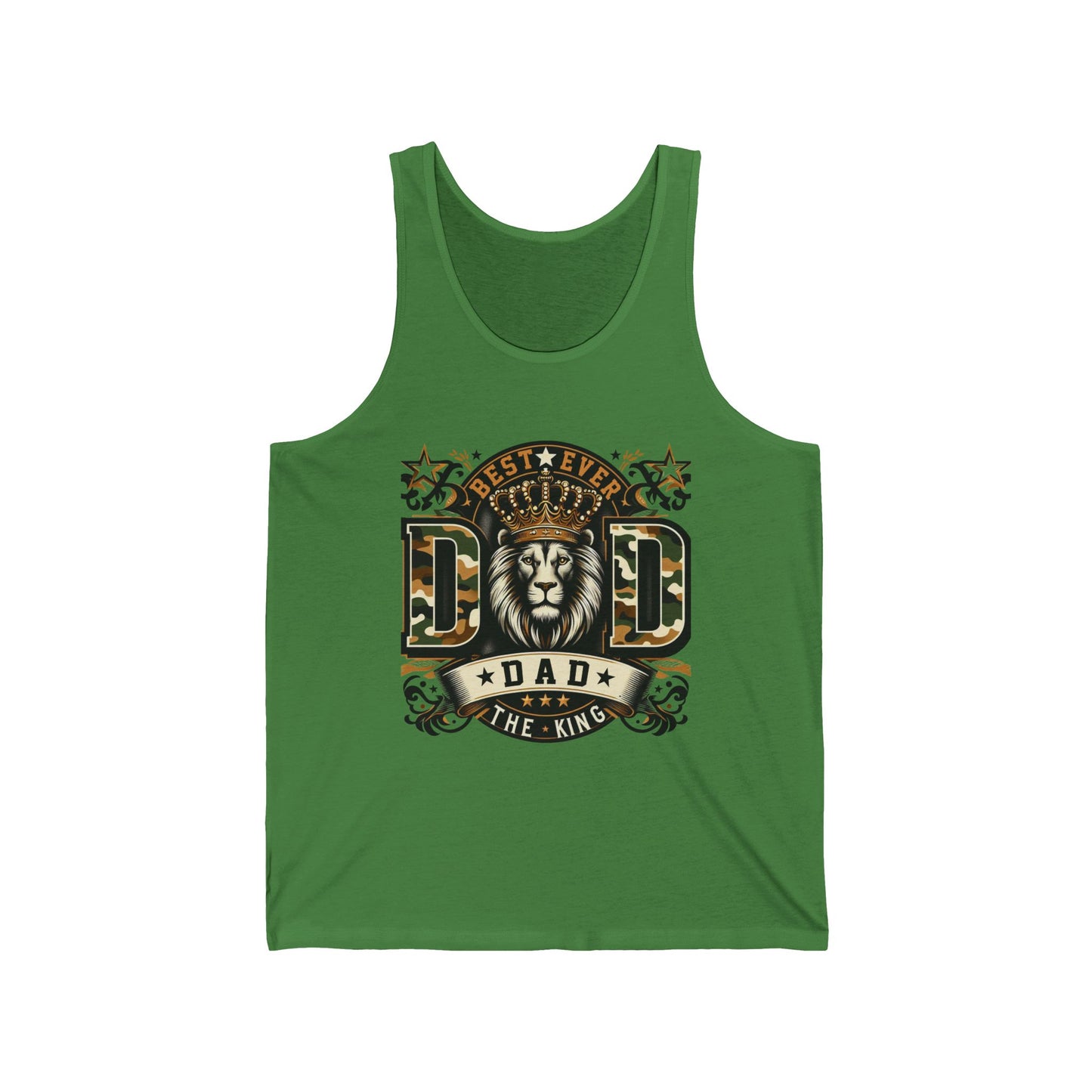 Dad Tank Top — "Best Ever Dad The King" Lion Graphic Fathers Day Gift