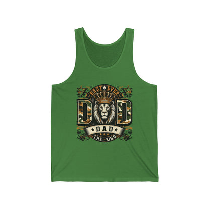 Dad Tank Top — "Best Ever Dad The King" Lion Graphic Fathers Day Gift