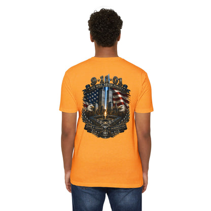 9/11 Never Forget Tribute T-Shirt — World Trade Center Memorial Tee