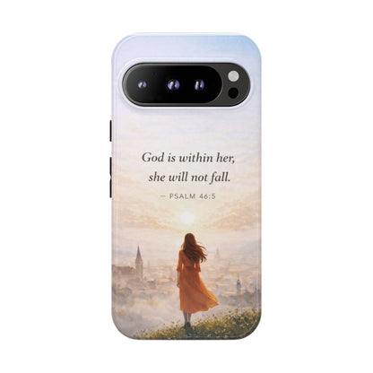 Inspirational Psalm 46:5 Phone Case — 'God is within her, she will not fall' Christian Phone Cover