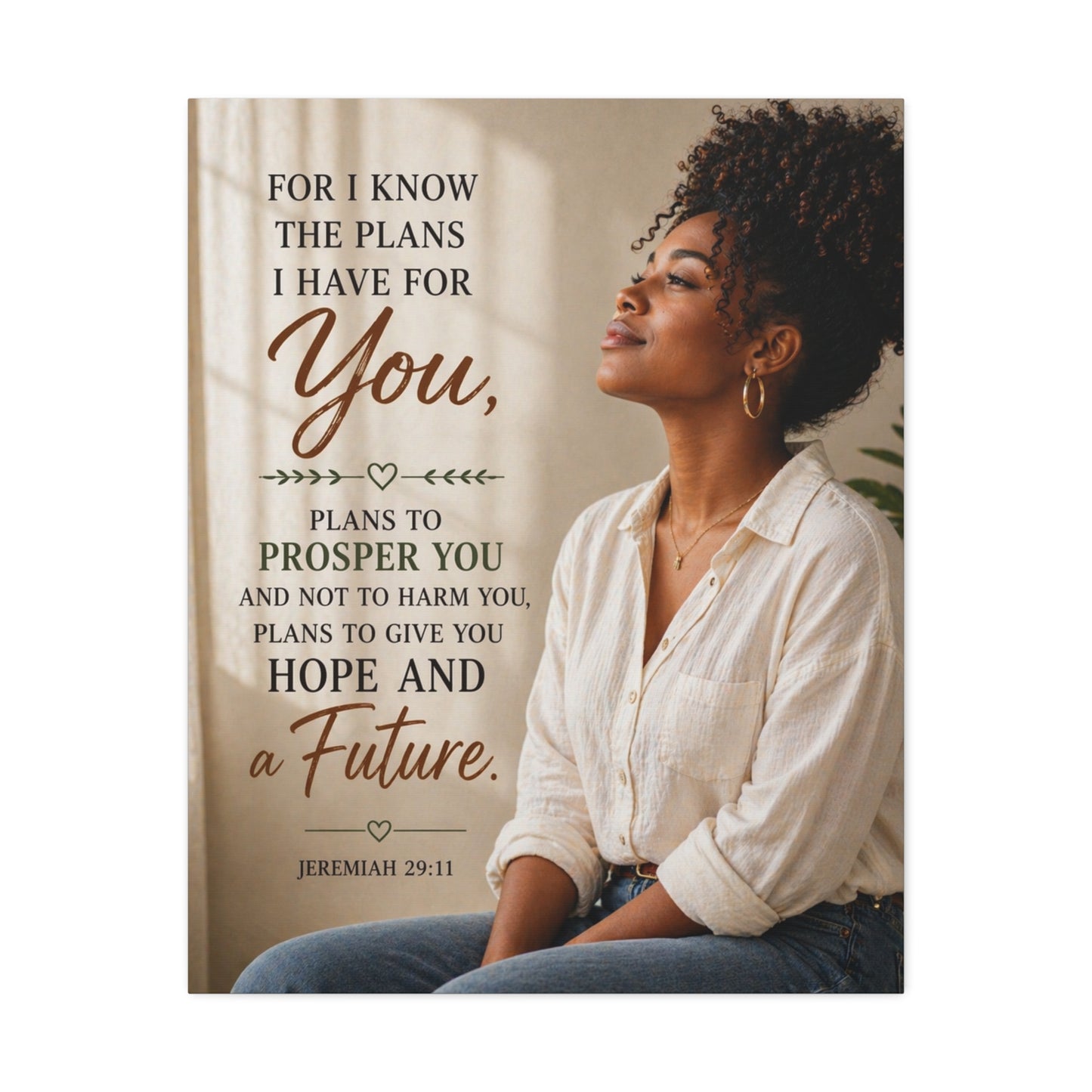 Jeremiah 29:11 Canvas Wall Art — "For I Know the Plans I Have for You" Inspirational Stretched Canvas