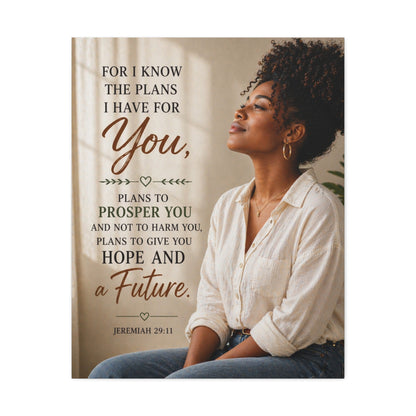 Jeremiah 29:11 Canvas Wall Art — "For I Know the Plans I Have for You" Inspirational Stretched Canvas