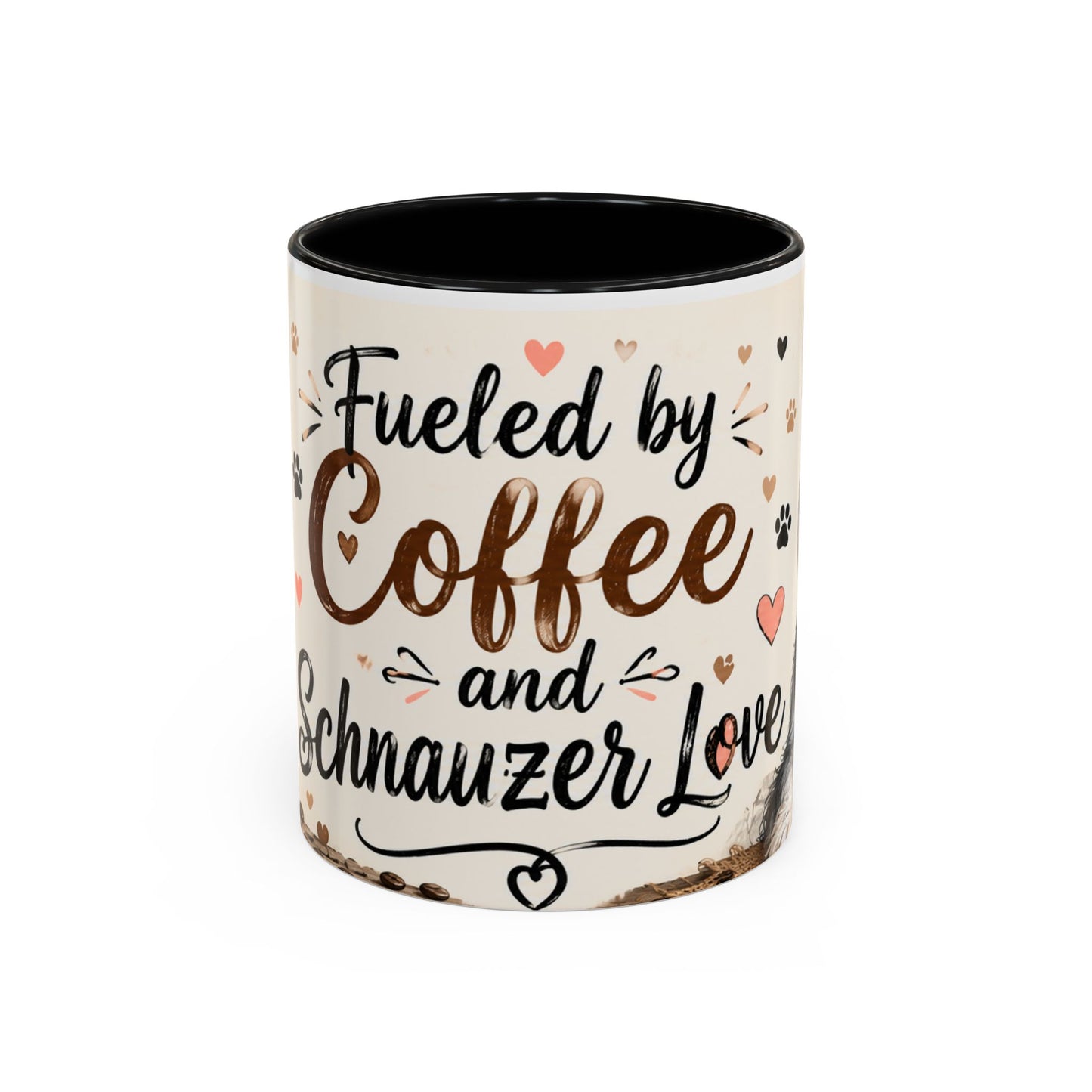 Fueled by Coffee and Schnauzer Love Accent Mug — Dog Lover Coffee Cup (11/15 oz)