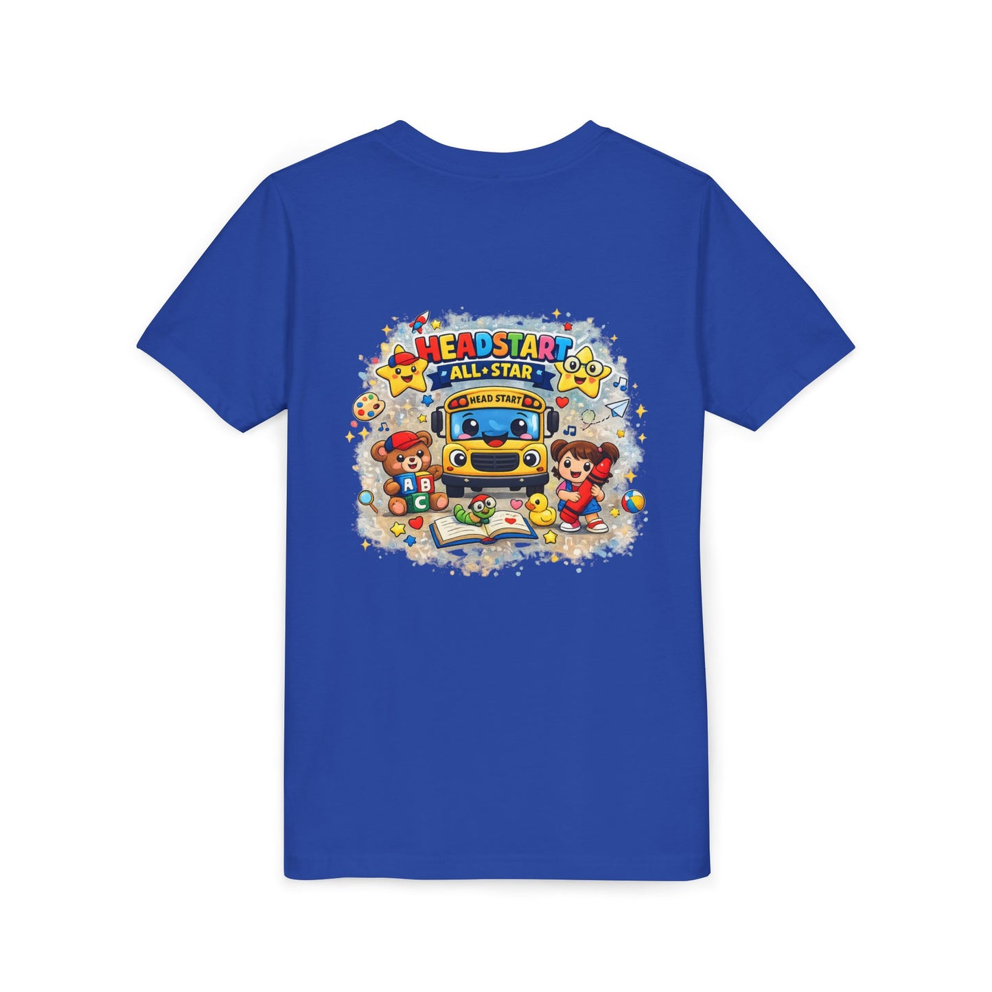 Youth Tee — "Headstart All-Star" Cute School Bus & Characters Back-to-School Shirt