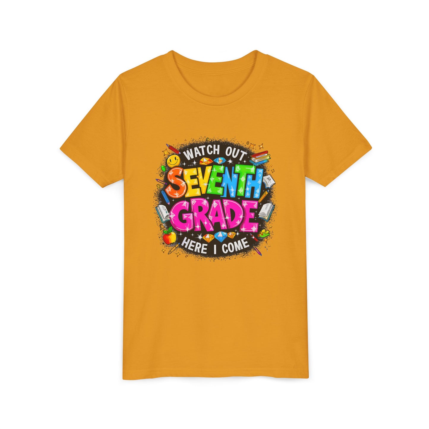 Seventh Grade Kids T-Shirt – “Watch Out Seventh Grade Here I Come” Back-to-School Tee