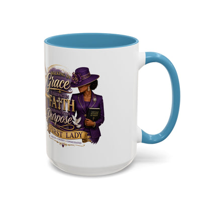 Faith & Purpose Accent Coffee Mug — First Lady Church Design (11/15oz)