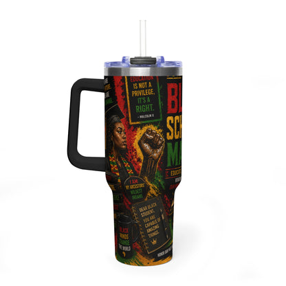 Black Scholars Matter 40oz Vacuum Tumbler - Insulated Travel Cup with Handle