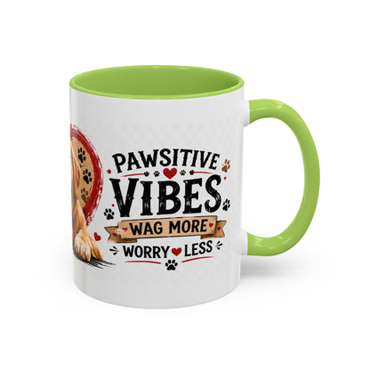 Pawsitive Vibes Coffee Mug - "Wag More, Worry Less" Dog Lover Accent Mug