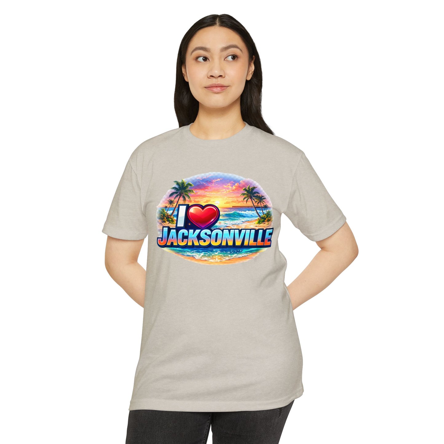 I  Jacksonville Beach T-Shirt — Retro Sunset Palm Vacation Tee