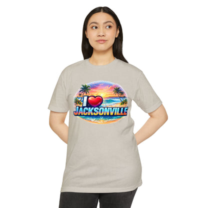 I  Jacksonville Beach T-Shirt — Retro Sunset Palm Vacation Tee