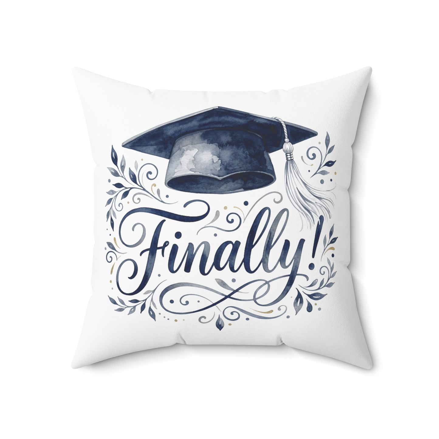 Graduation Pillow with 'Finally!' Cap Design — Graduation Gift Decor