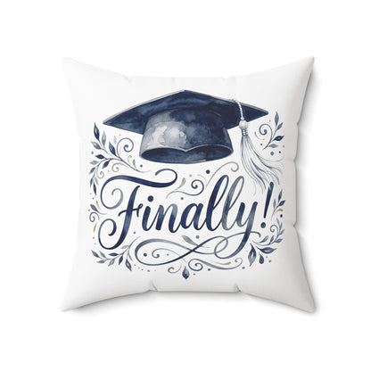 Graduation Pillow with 'Finally!' Cap Design — Graduation Gift Decor