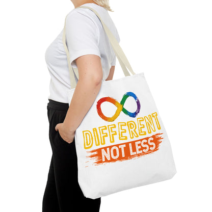 Autism Pride Tote Bag — "Different Not Less" Rainbow Infinity Reusable Shopper