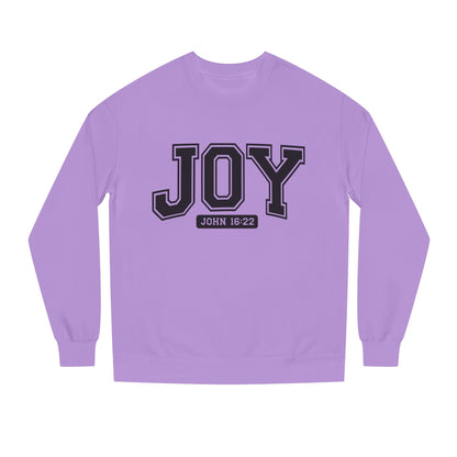JOY Crewneck Sweatshirt — Bold Collegiate Faith Design (John 16:22)