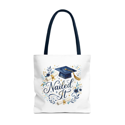 Graduation Tote Bag "Nailed It" – Cap & Diploma Celebration Tote