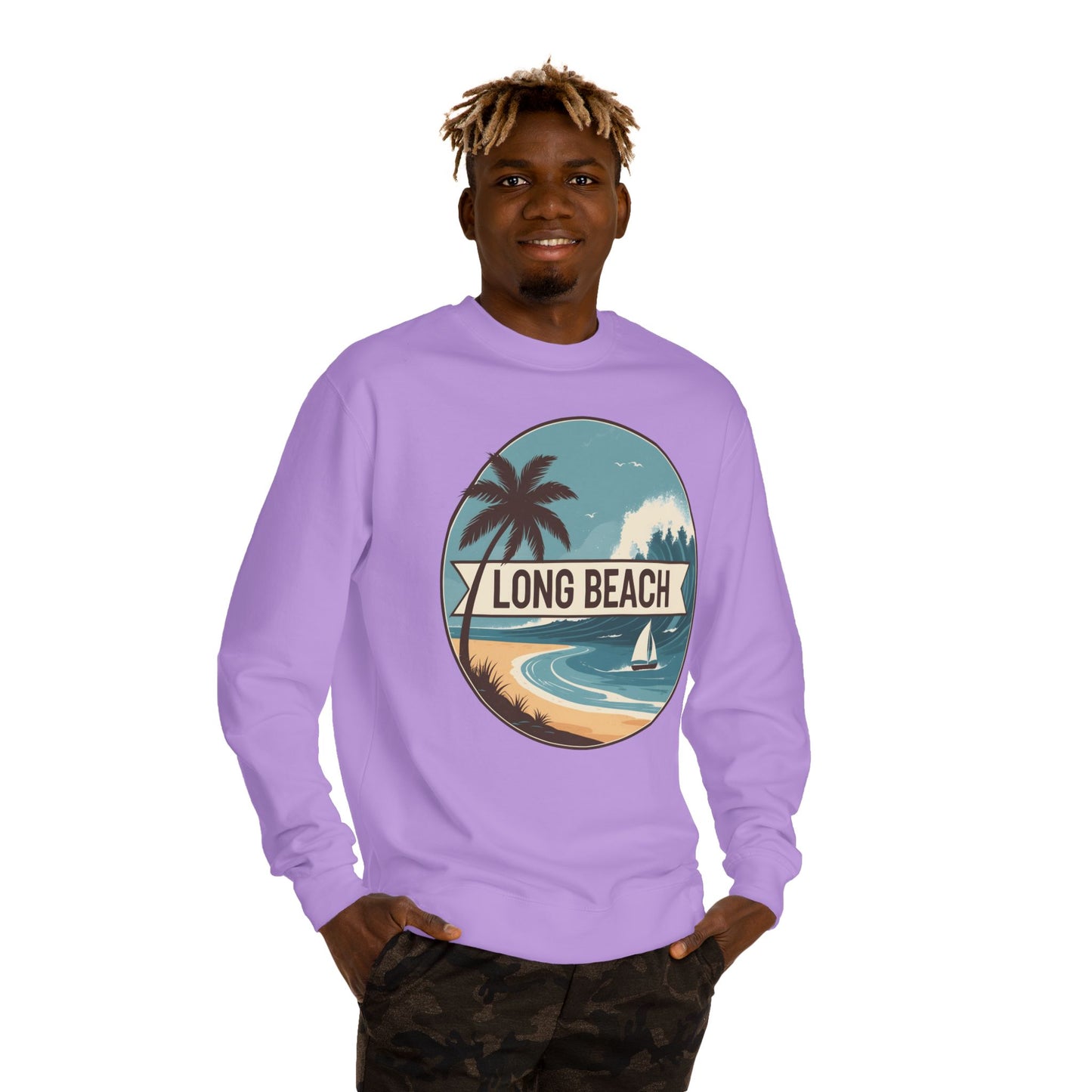 Long Beach Vintage Beach Scene Sweatshirt