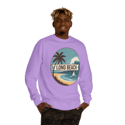 Long Beach Vintage Beach Scene Sweatshirt