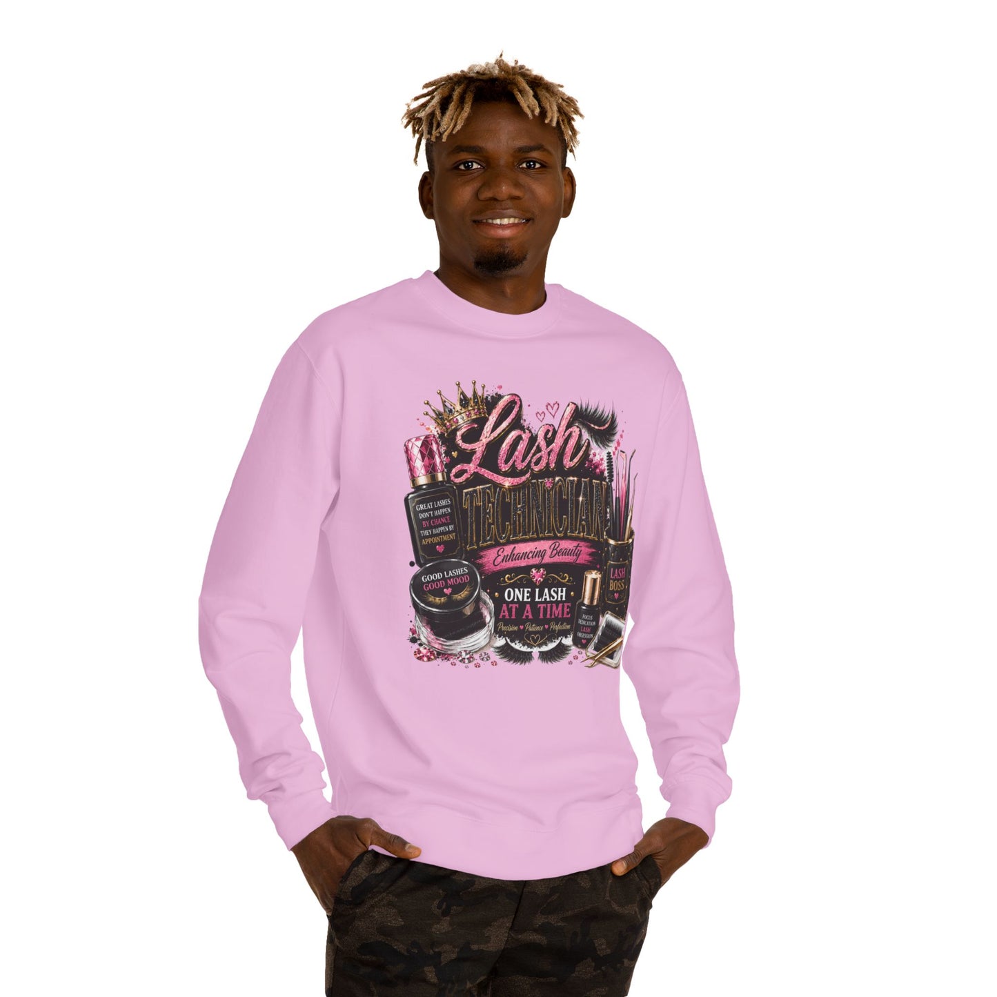 Eyelash Artist Crewneck Sweatshirt — “Lash Technician” Beauty Salon Graphic