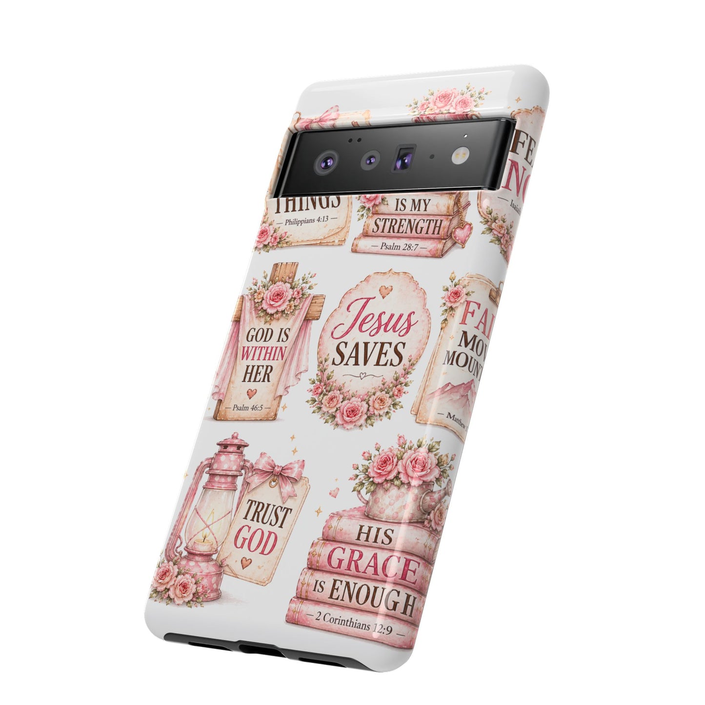 Faith Phone Case — 'Jesus Saves' Floral Christian Scripture iPhone Case