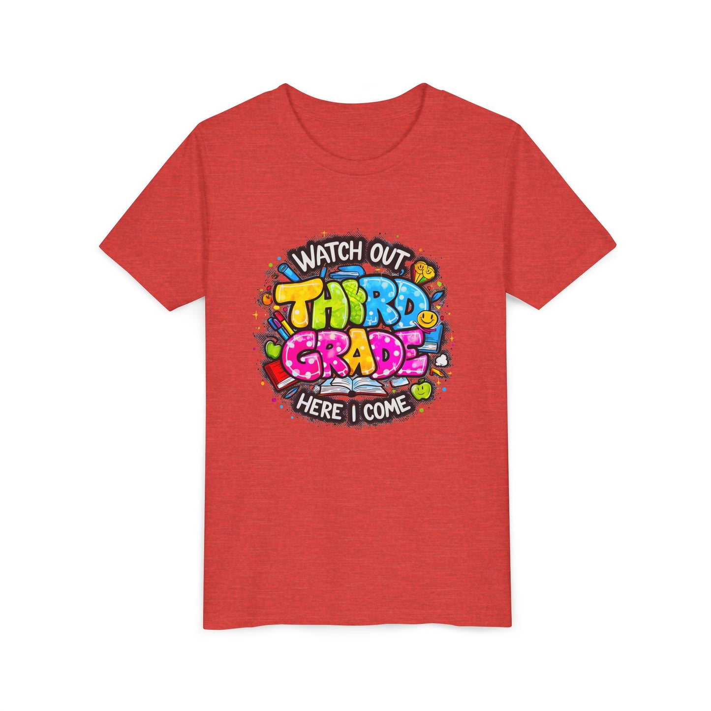Third Grade Kids T‑Shirt — "Watch Out Third Grade Here I Come" Back-to-School Tee