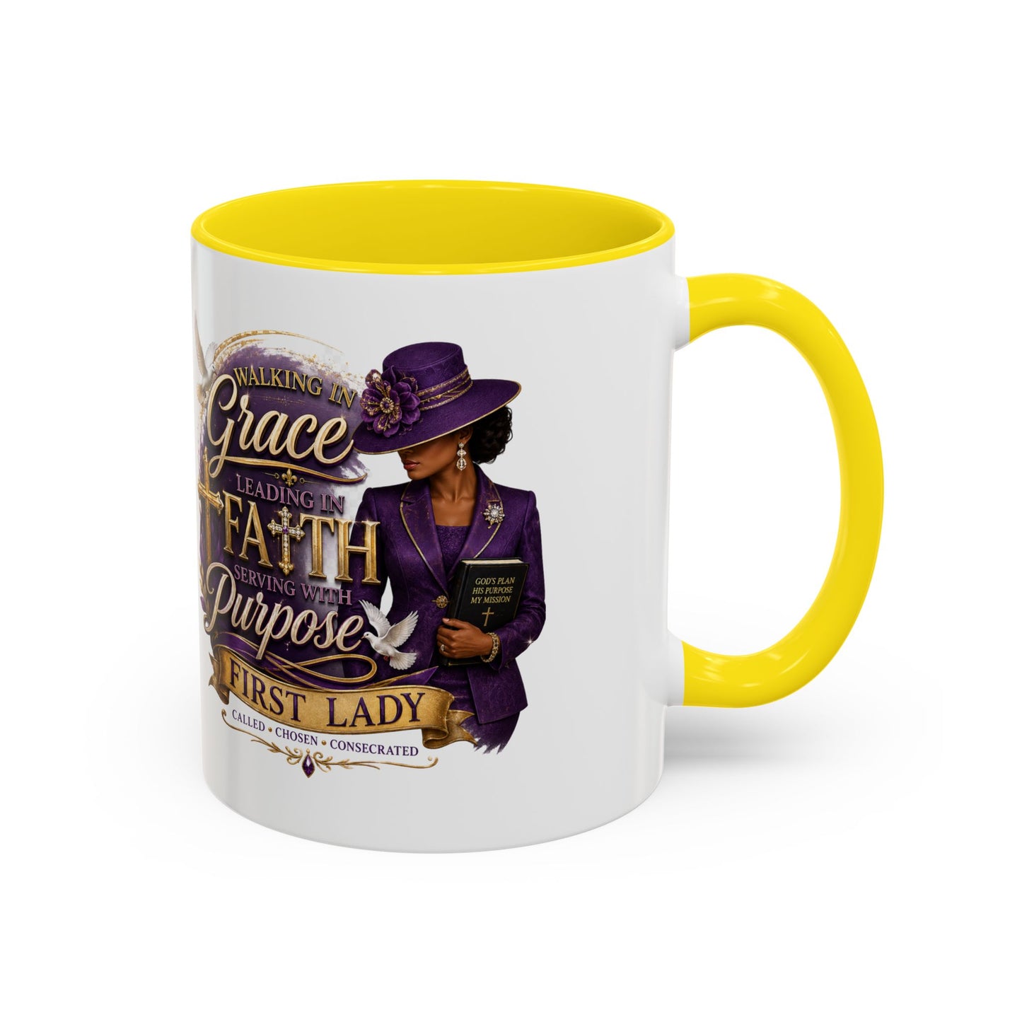 Faith & Purpose Accent Coffee Mug — First Lady Church Design (11/15oz)