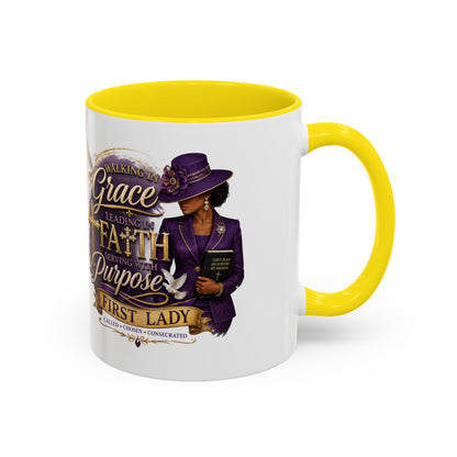 Faith & Purpose Accent Coffee Mug — First Lady Church Design (11/15oz)