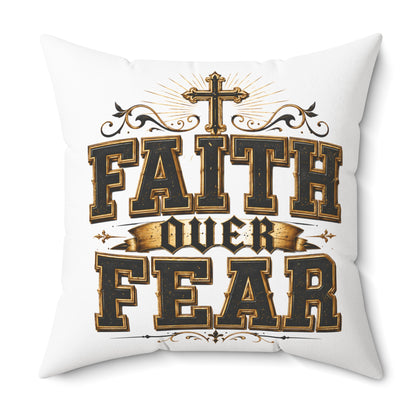 Faith Over Fear Decorative Pillow — Inspirational Christian Accent Cushion