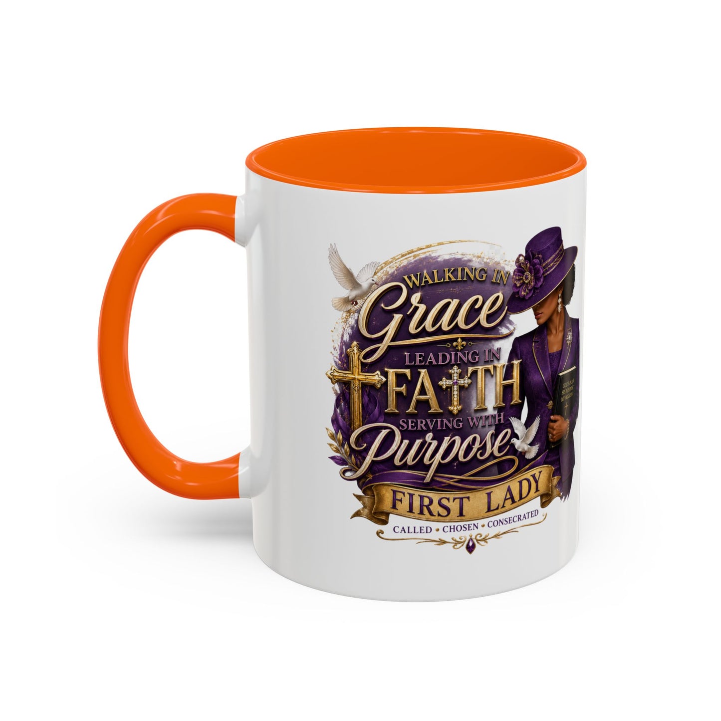 Faith & Purpose Accent Coffee Mug — First Lady Church Design (11/15oz)