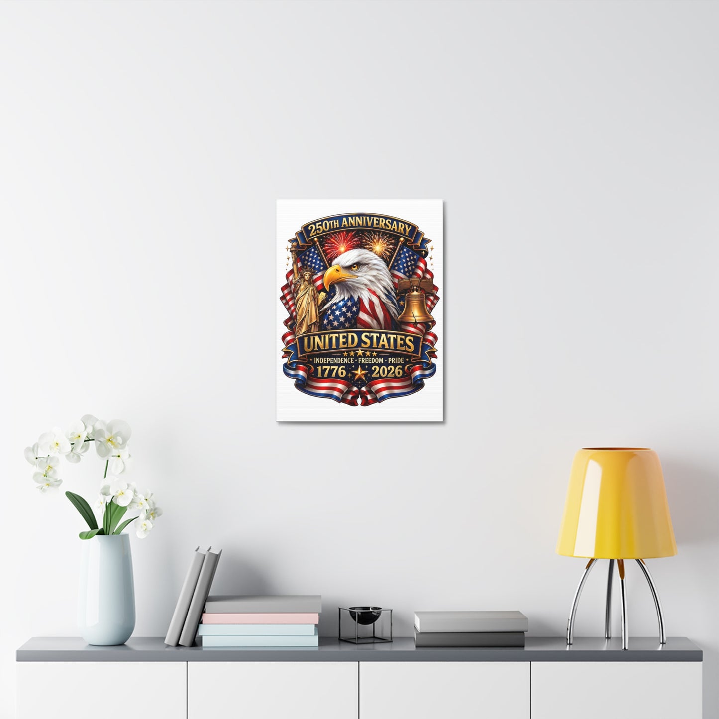 United States 250th Anniversary Stretched Canvas — 1776–2026 Patriotic Eagle Wall Art