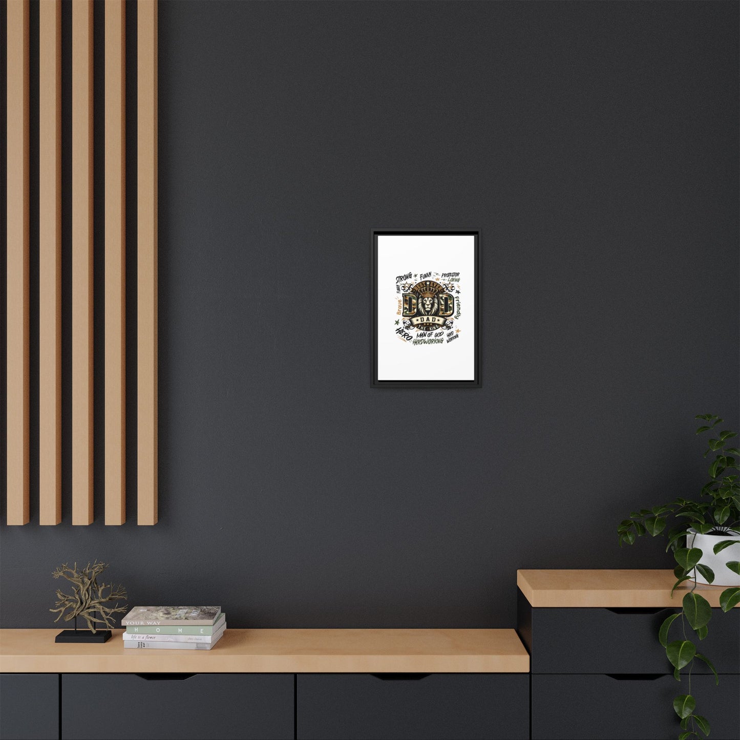 Framed Matte Canvas 'Best Ever DAD' Wall Art – Lion King Design, Father’s Day Gift
