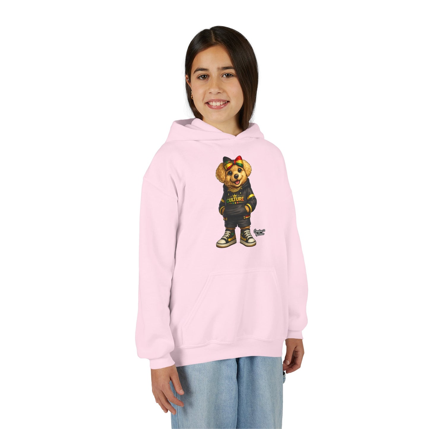 Youth Hoodie — Cute Rasta Bear 'Culture' Graphic Pullover