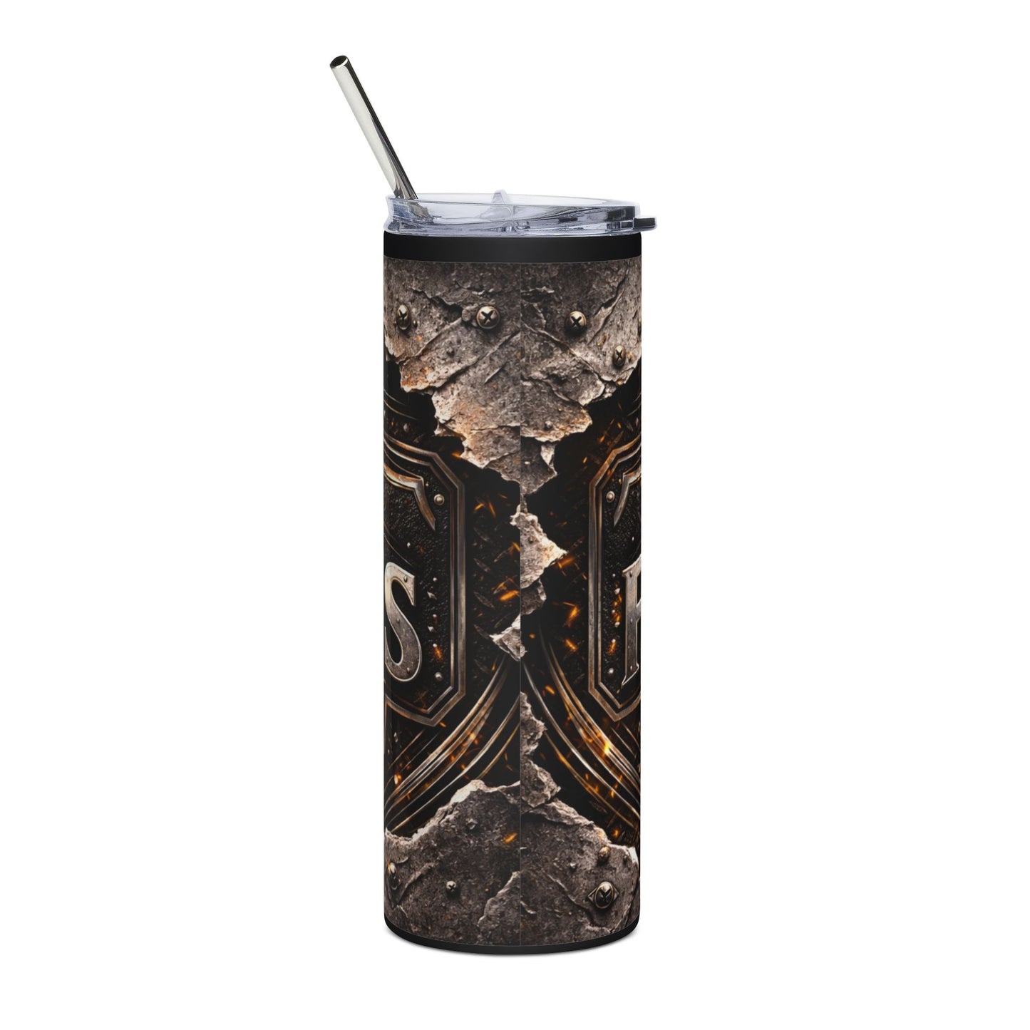 Father's Day 20oz Stainless Steel Tumbler — "Happy 1st Father Day" Vintage Metal Badge Design