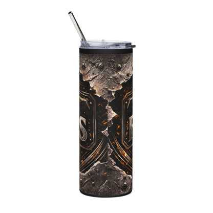 Father's Day 20oz Stainless Steel Tumbler — "Happy 1st Father Day" Vintage Metal Badge Design