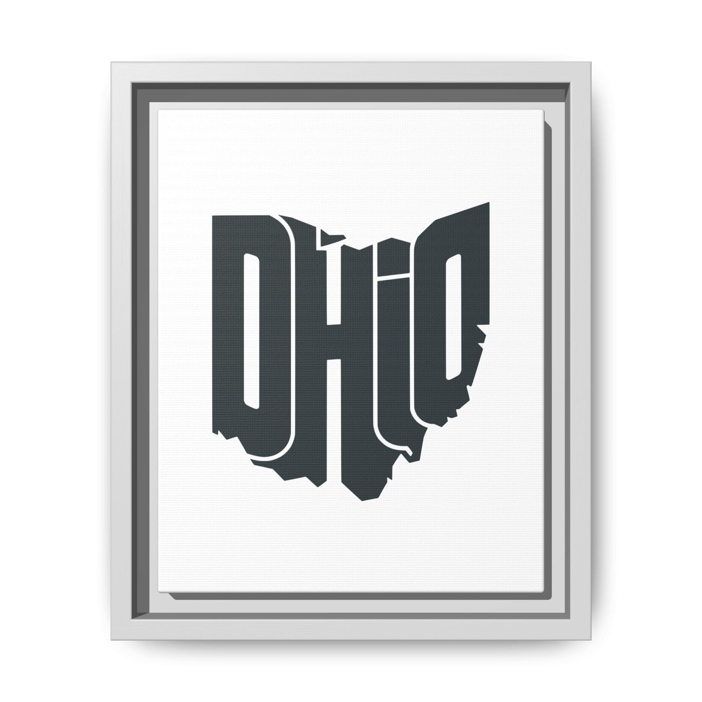Ohio State Shape Matte Canvas Wall Art — Framed Modern State Typography Print