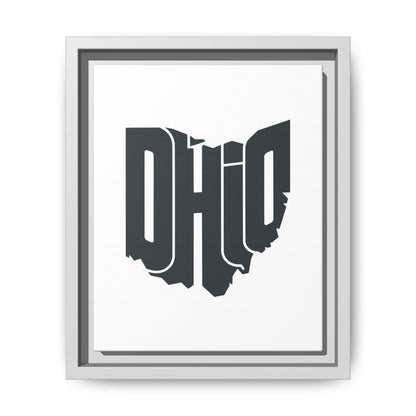 Ohio State Shape Matte Canvas Wall Art — Framed Modern State Typography Print