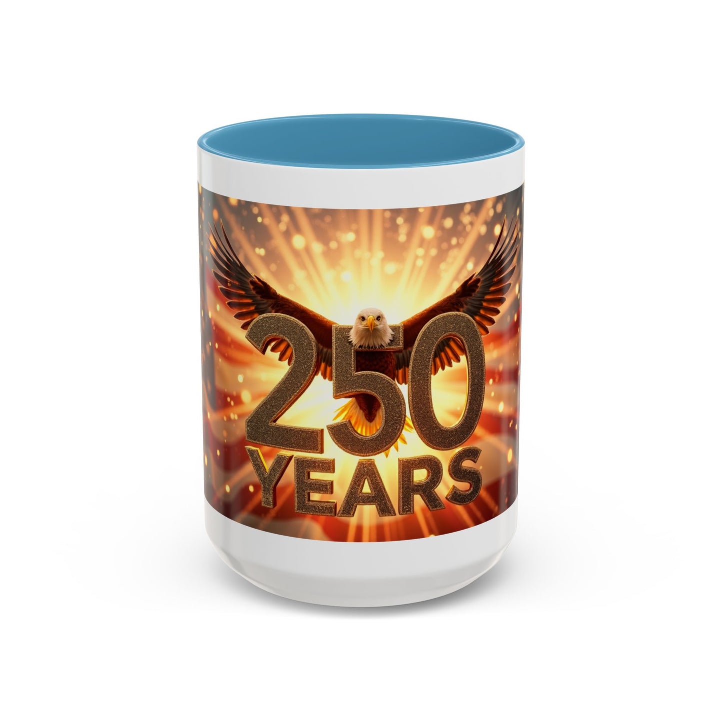 250 Years Commemorative Coffee Mug — Patriotic Eagle & American Flag Accent (11/15oz)