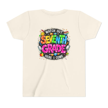 Seventh Grade Kids T‑Shirt — "Watch Out Seventh Grade Here I Come" Back‑to‑School Tee