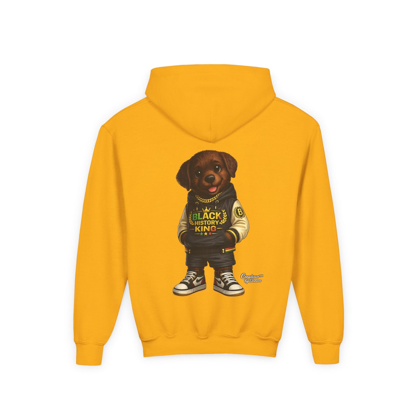 Youth Hoodie — 'Black History Kid' Puppy Graphic Sweatshirt