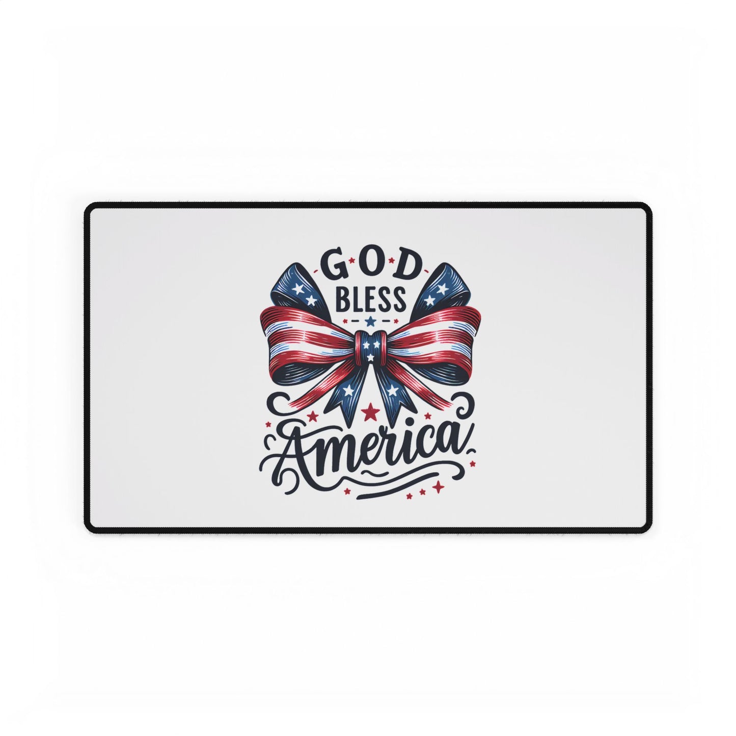 Patriotic "God Bless America" Desk Mat — USA Flag Bow Gaming & Office Desk Pad