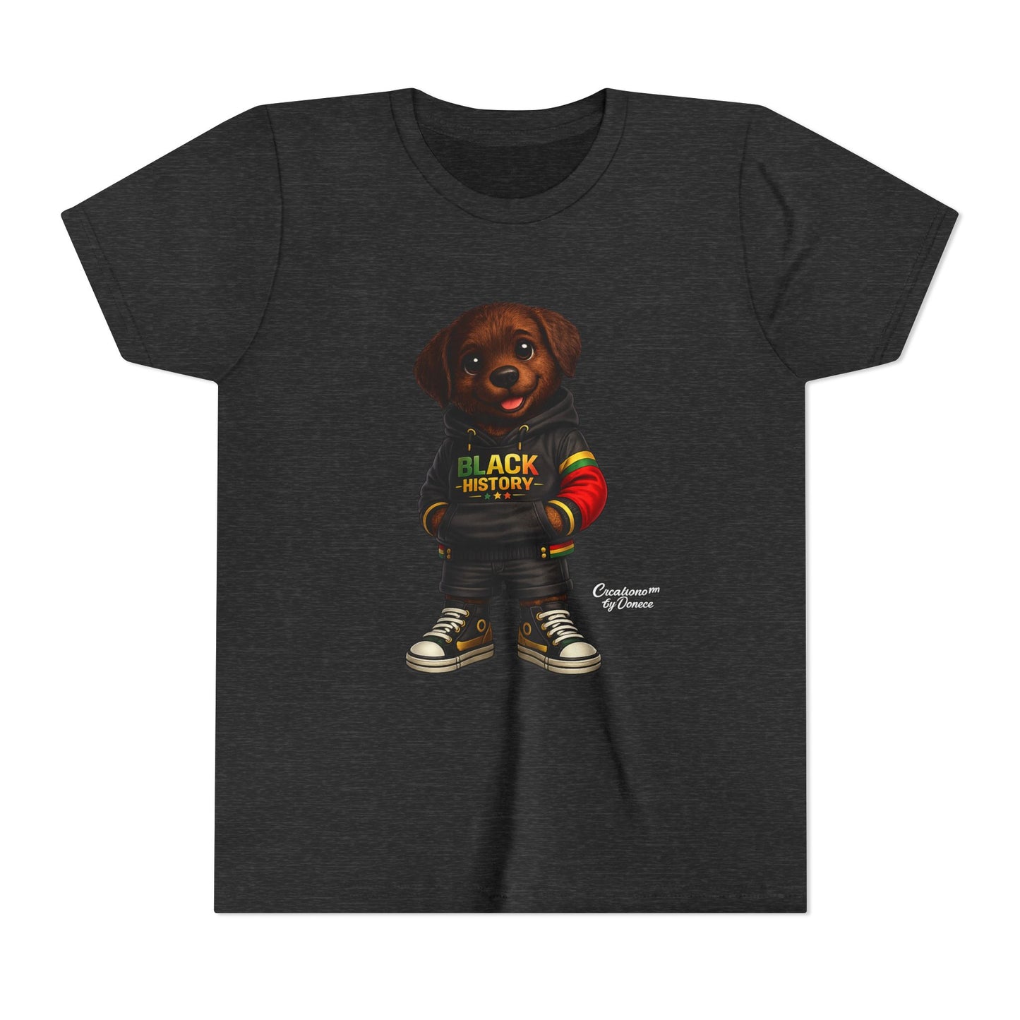 Youth Tee — Cute Puppy 'Black History' Graphic Shirt
