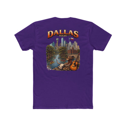 Dallas Skyline Graphic Tee — Retro Cityscape with Guitar