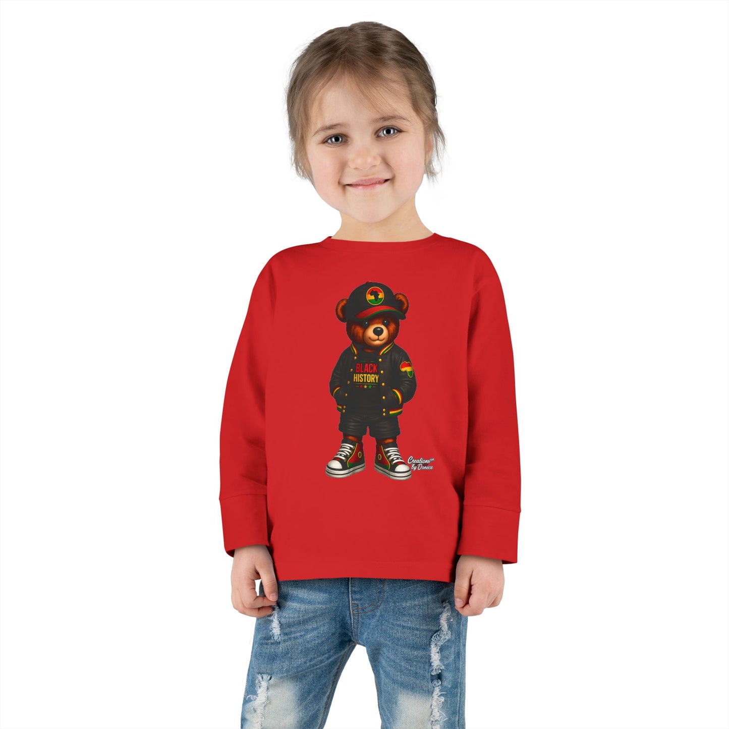 Cool Teddy Bear Toddler Long Sleeve Tee — Urban Streetwear Kids Shirt