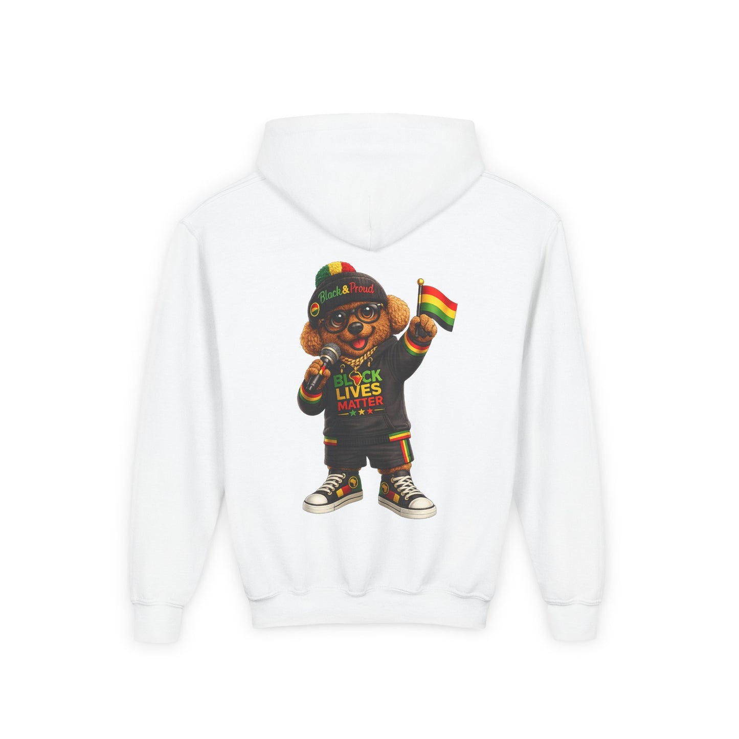 Youth Hoodie — Black Lives Matter Rasta Bear Kids Pullover