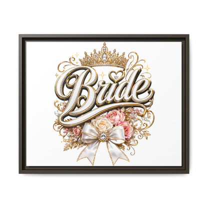 Framed Bride Canvas Wall Art — Elegant Bridal Crown & Floral Wedding Decor
