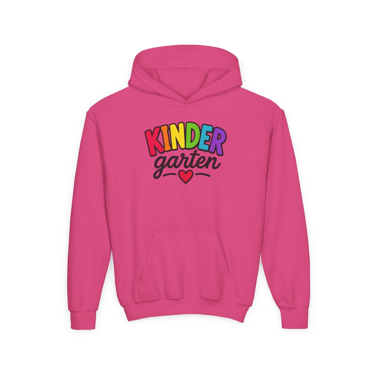Kindergarten Kids Hoodie — Colorful Heart Graphic Back-to-School Sweatshirt