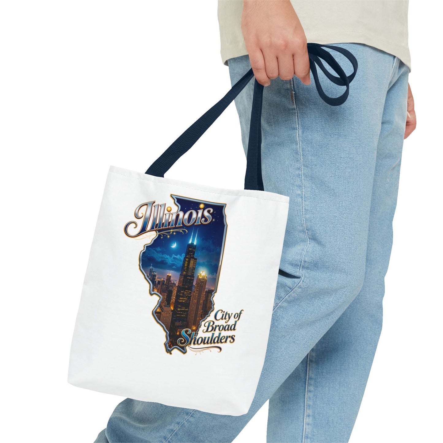 Illinois Skyline Tote Bag — "City of Broad Shoulders" Chicago Night Design