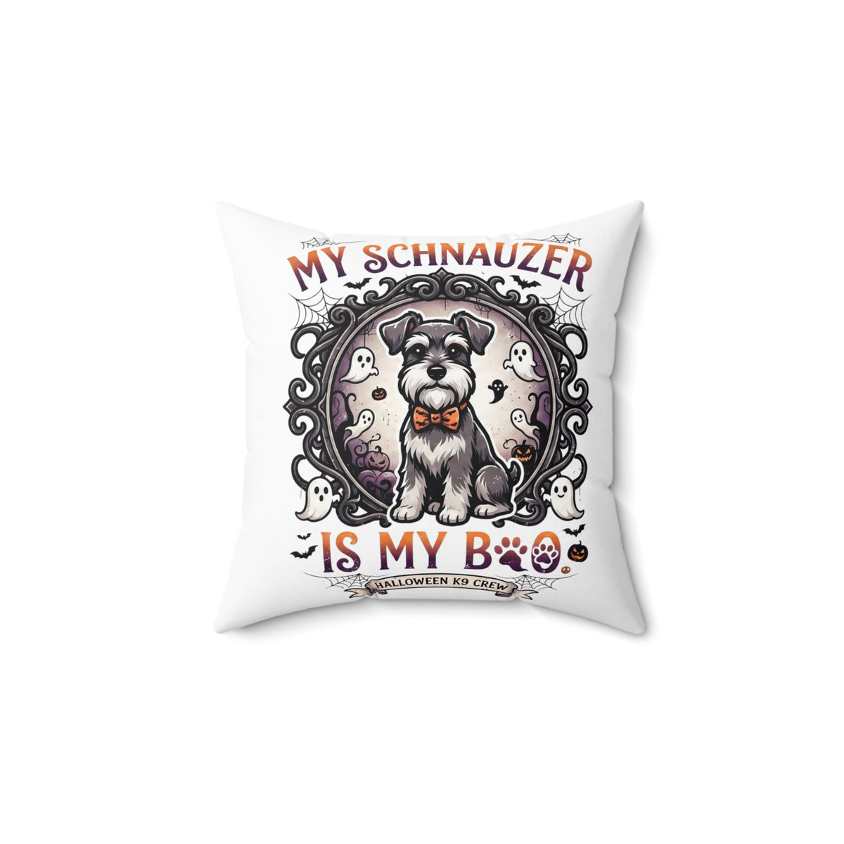 My Schnauzer Is My Boo Halloween Pillow - Cute Dog Decorative Throw Pillow