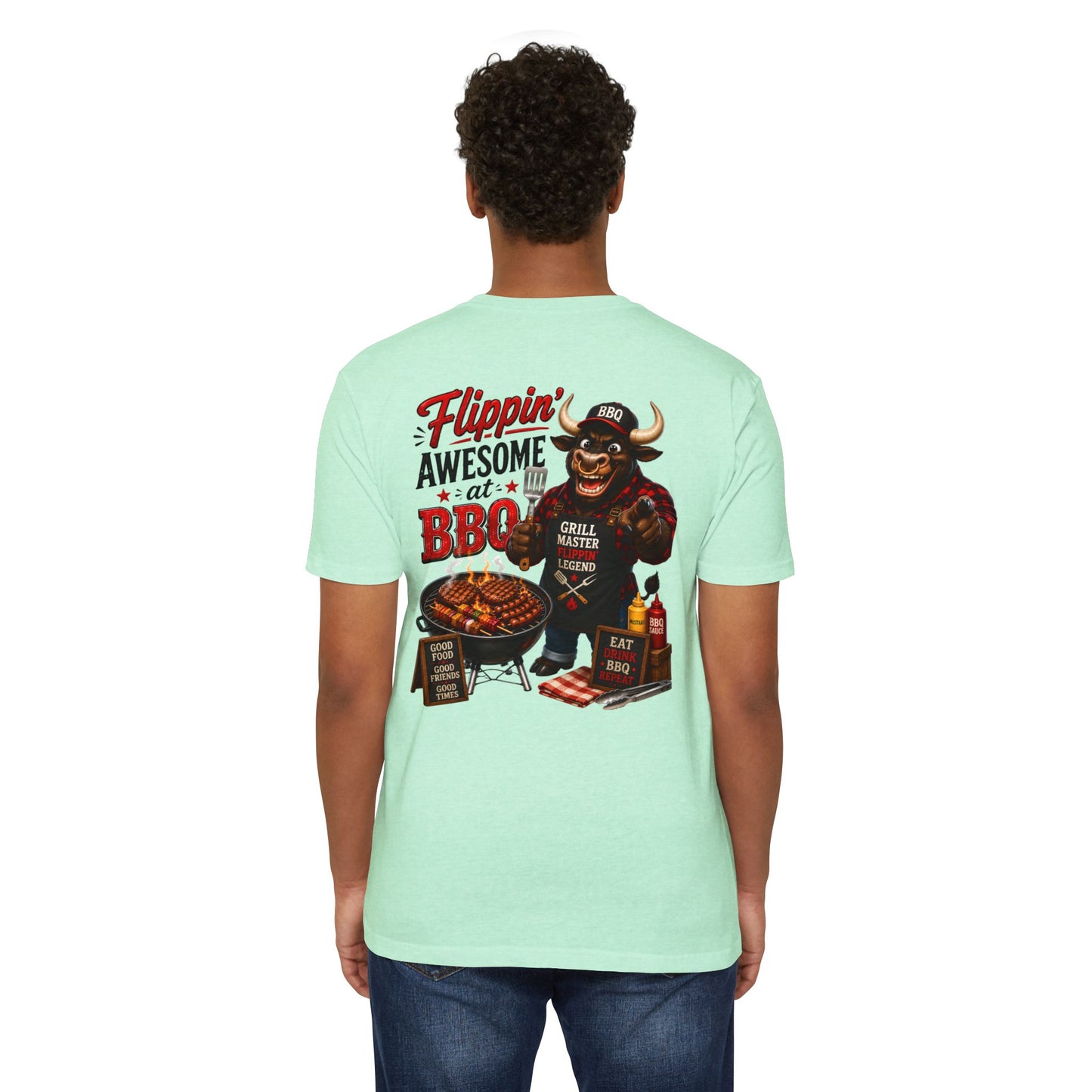Flippin' Awesome at BBQ T-Shirt — Grill Master Bull Graphic Tee