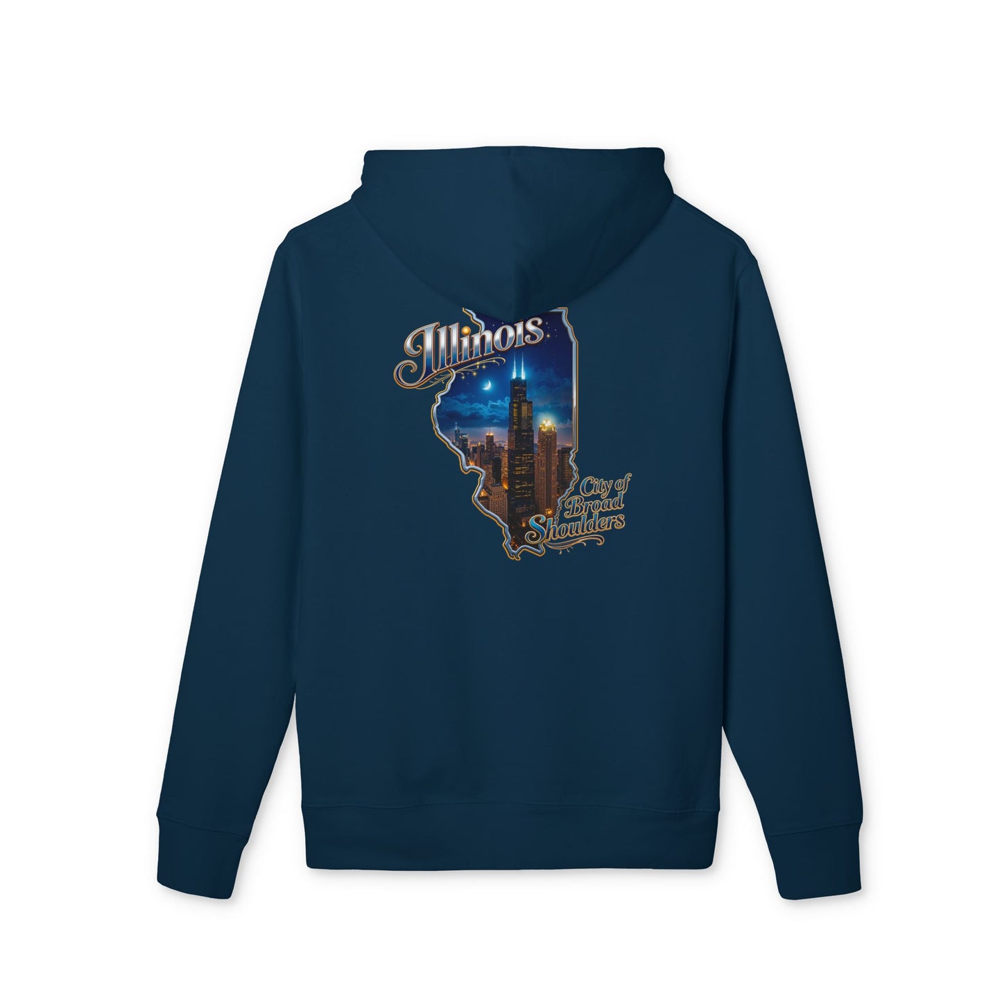 Illinois Skyline Hoodie — "City of Broad Shoulders" Retro State Map