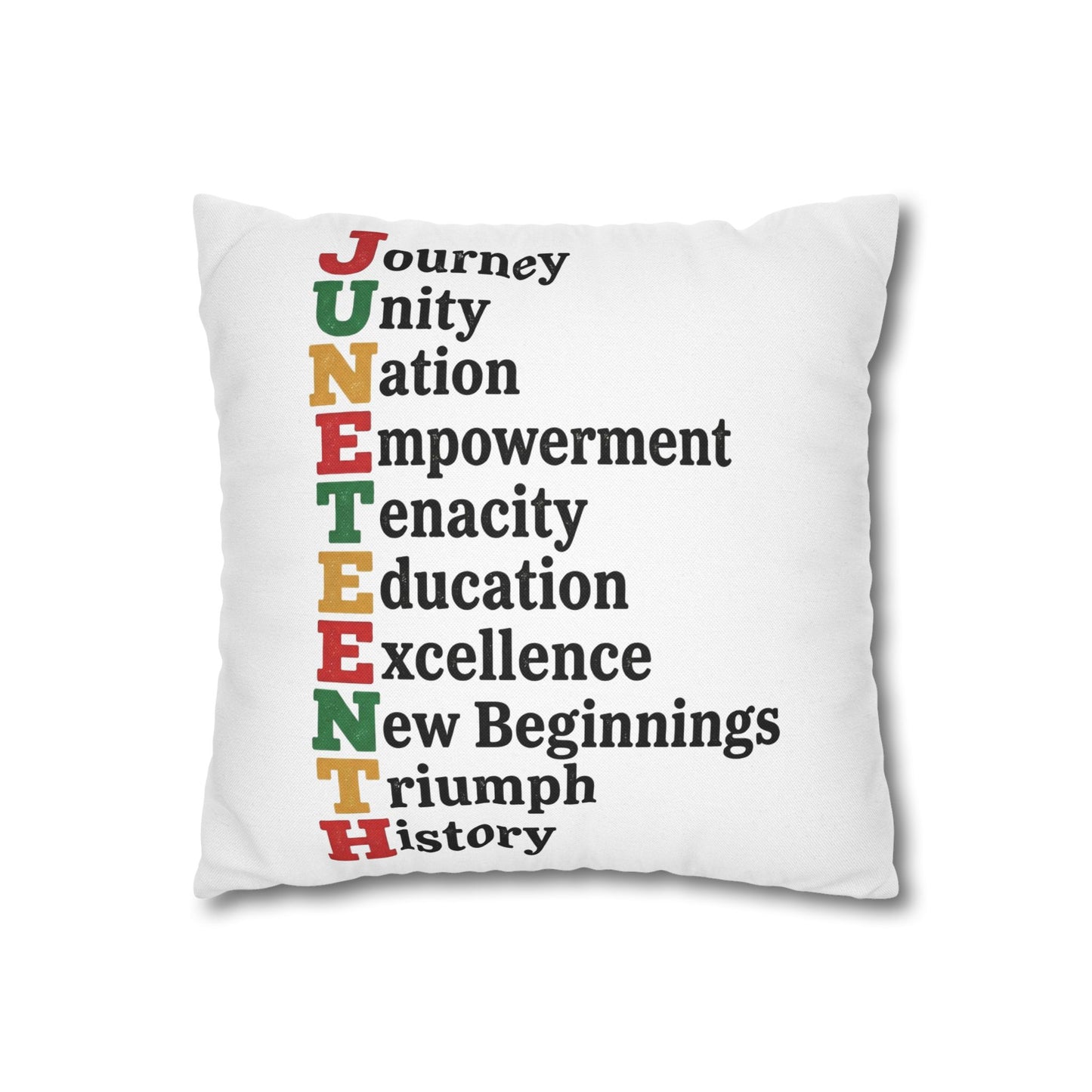 Juneteenth Inspirational Throw Pillow — Journey Unity Nation Empowerment Text Design